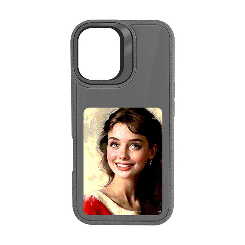 Cover DIY Smart NCF in effetto pelle con proiezione sullo schermo posteriore a inchiostro HD per le foto - visualizza istantaneamente - con supporto per fotocamera - CS06