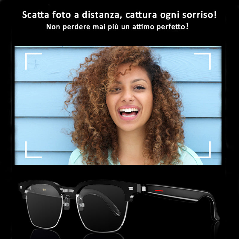 Occhiali Intelligenti Bluetooth E13 – Best Seller per il Mercato Internazionale | Lenti Anti-Luce Blu | Musica, Chiamate, Sport, Navigazione e Comandi Vocali - OB01