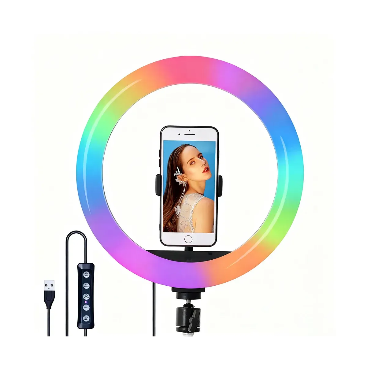 Ring Light RGB da 12 pollici con 15 modalità di illuminazione | rotazione a 360° – Luce Professionale per Video & Selfie - MU-60453