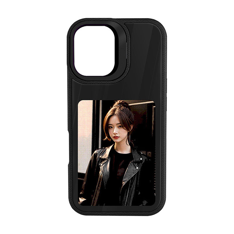 Cover DIY Smart NCF in effetto pelle con proiezione sullo schermo posteriore a inchiostro HD per le foto - visualizza istantaneamente - con supporto per fotocamera - CS06