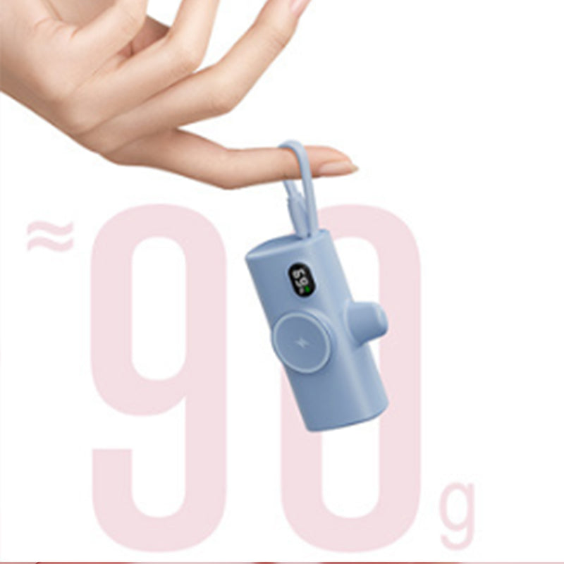 Power Bank Tascabile a Forma di Capsula | Wireless con Ricarica Magnetica | Compatibile con Smartwatch | Con Cavo Integrato | Porta Type-C | Design Ultra Compatto| 5000mAh - PB01