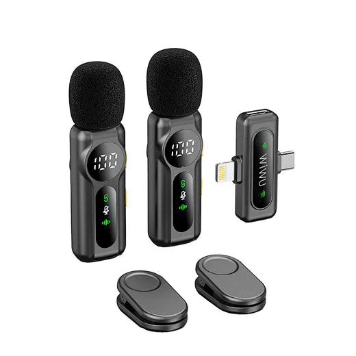 Microfono Lavalier Wireless Doppio – Audio Pro per Video e Live - Wi-WM007