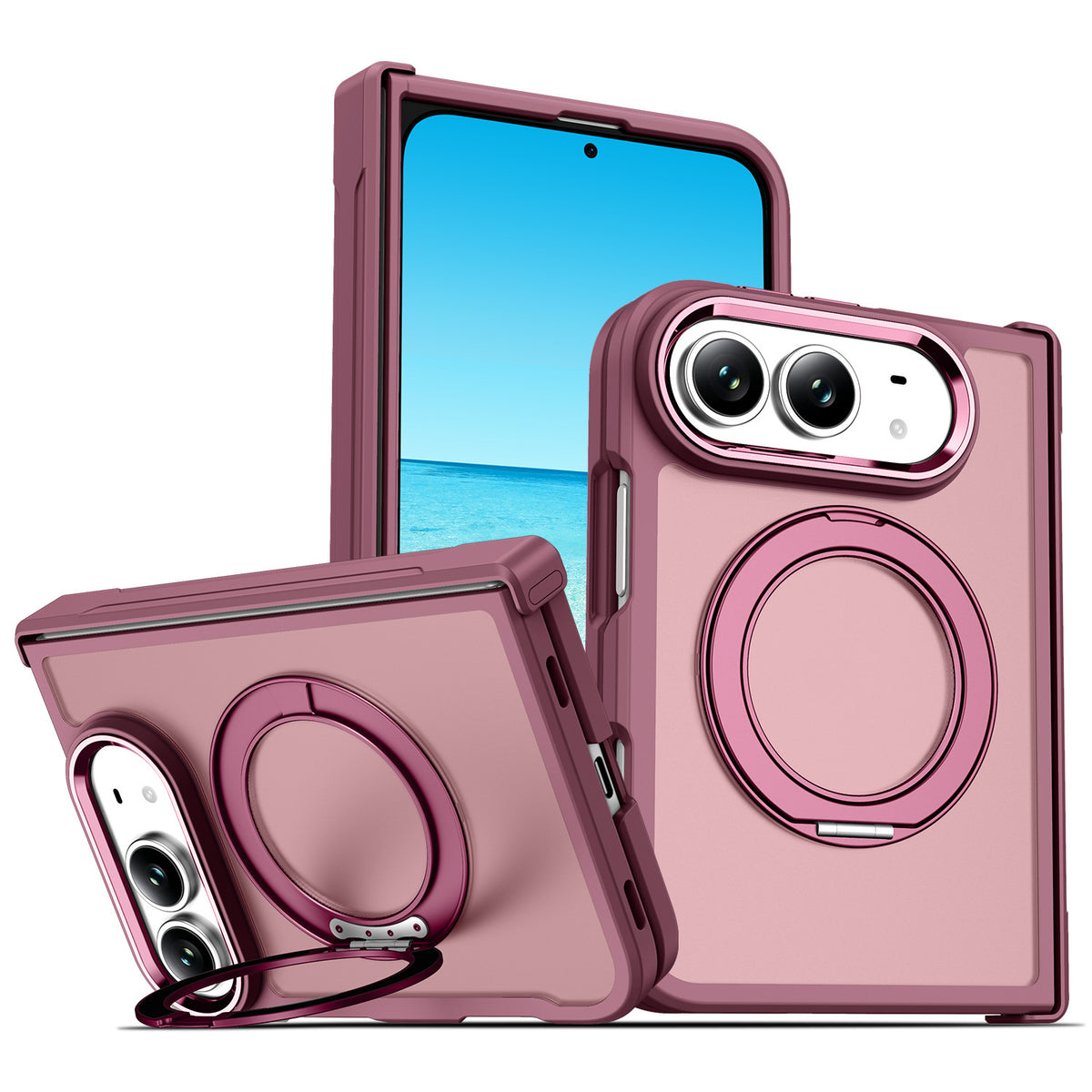 Cover Magnetica Antiurto con Supporto ad Anello 360° per iPhone – Ricarica Wireless e Protezione Fotocamera - DUO02