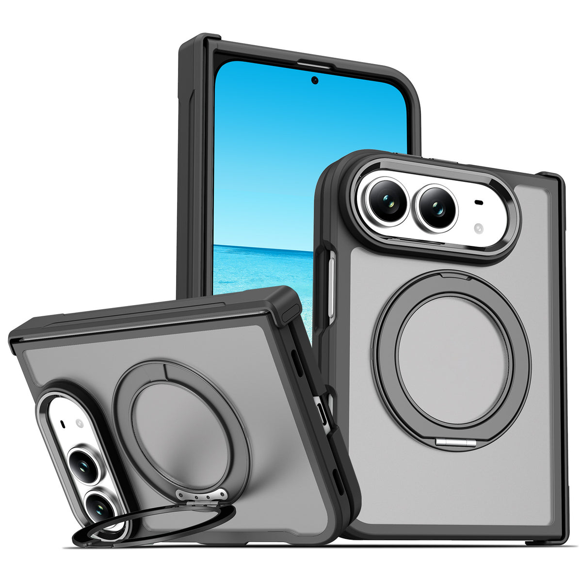 Cover Magnetica Antiurto con Supporto ad Anello 360° per iPhone – Ricarica Wireless e Protezione Fotocamera - DUO02