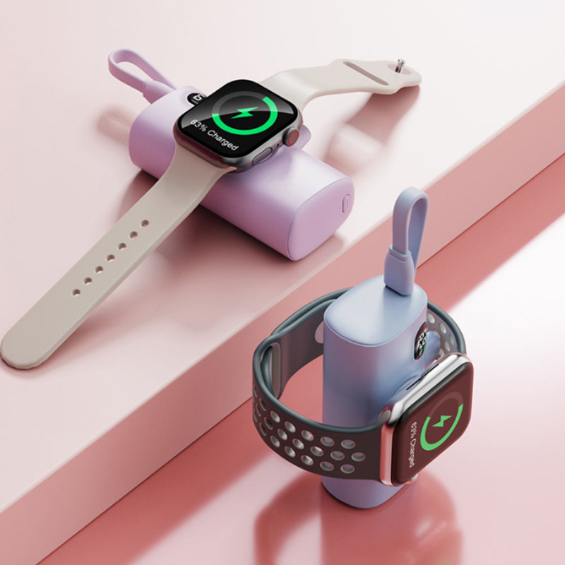 Power Bank Tascabile a Forma di Capsula | Wireless con Ricarica Magnetica | Compatibile con Smartwatch | Con Cavo Integrato | Porta Type-C | Design Ultra Compatto| 5000mAh - PB01