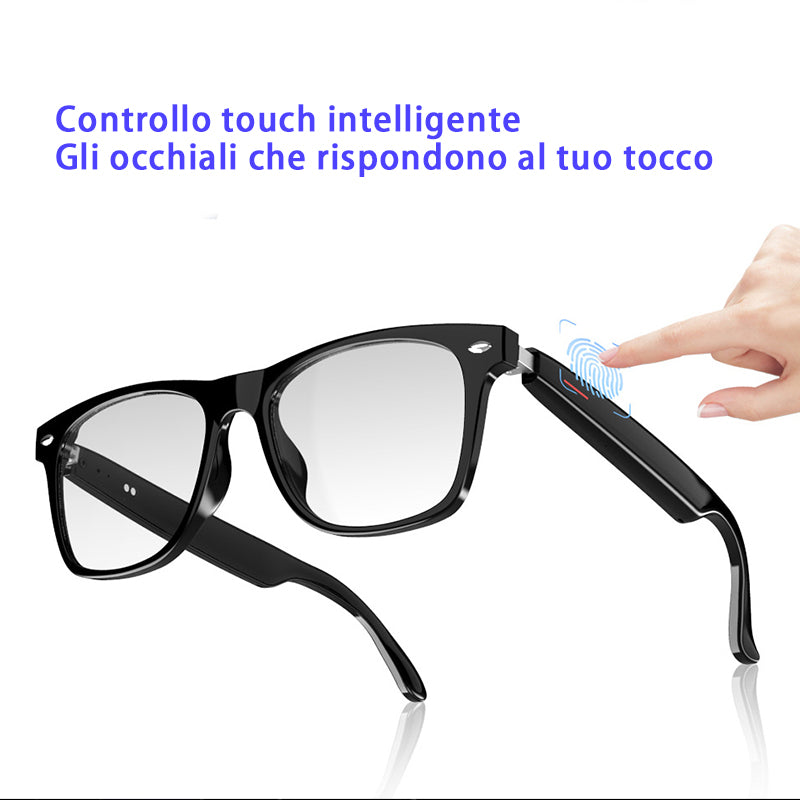 Occhiali Intelligenti Bluetooth E13 – Best Seller per il Mercato Internazionale | Lenti Anti-Luce Blu | Musica, Chiamate, Sport, Navigazione e Comandi Vocali - OB01