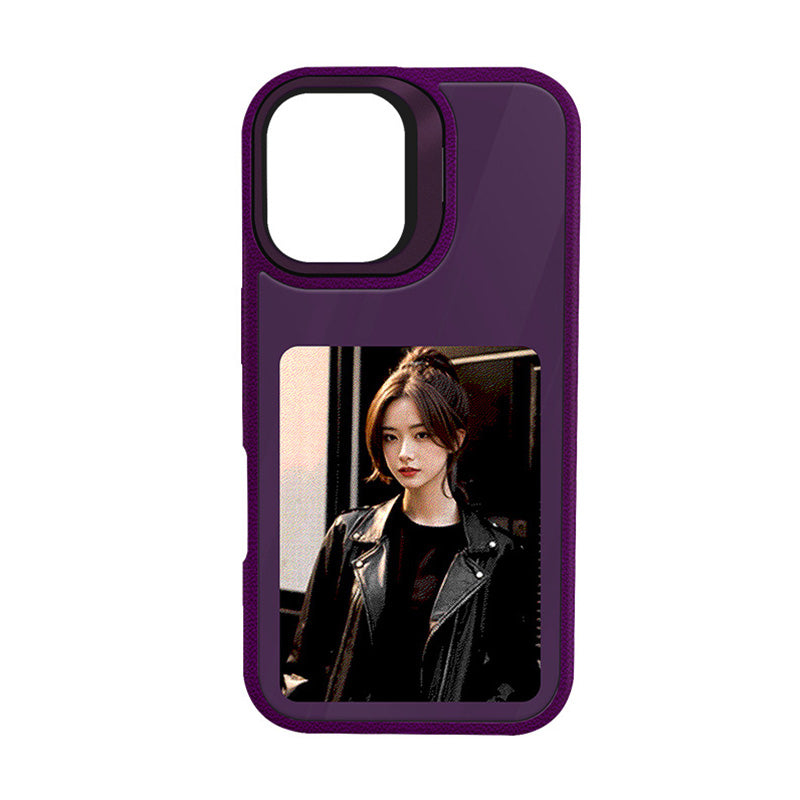 Cover DIY Smart NCF in effetto pelle con proiezione sullo schermo posteriore a inchiostro HD per le foto - visualizza istantaneamente - con supporto per fotocamera - CS06