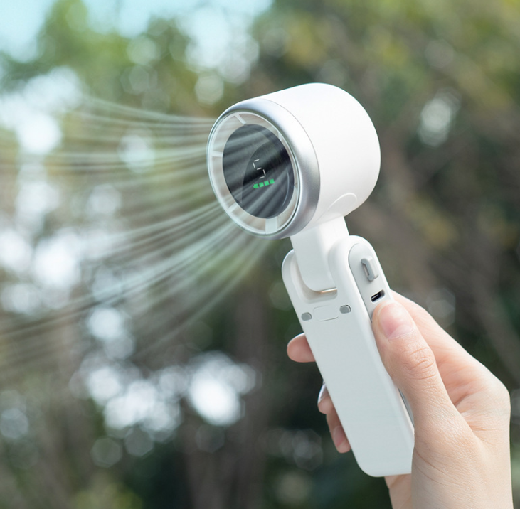 Ventilatore Portatile a Turbina – Ricaricabile USB, Display Digitale, Motore Brushless, Raffreddamento Rapido, da Tavolo o da Collo, Pieghevole - VP01