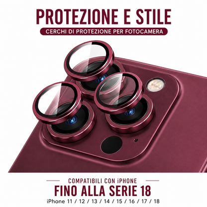 Cerchietti copri-lente effetto metallo per iPhone – Proteggi Obiettivo e Lenti, Design Singolo per Fotocamera - 1021