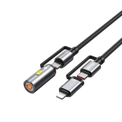Cavo 4-in-1 Ricarica Veloce e Trasferimento Dati | Tipo-C, Lightning, Accendisigari | con Torcia, Nylon Intrecciato 60W  – 60W Nylon Intrecciato - X307/X308