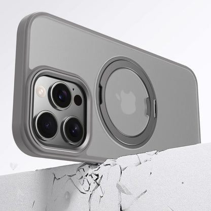 Cover con Supporto Rotante a 360°, Trasparente Effetto Fumé – Bordi Colorati, Compatibile MagSafe - CS05