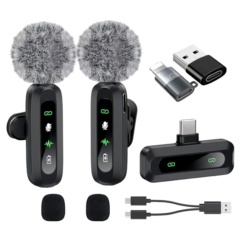 Microfono Lavalier Wireless 2.4G – Plug & Play con Riduzione del Rumore – Compatibile con iPhone & Android, ideale per TikTok Live, interviste e vlog - J3