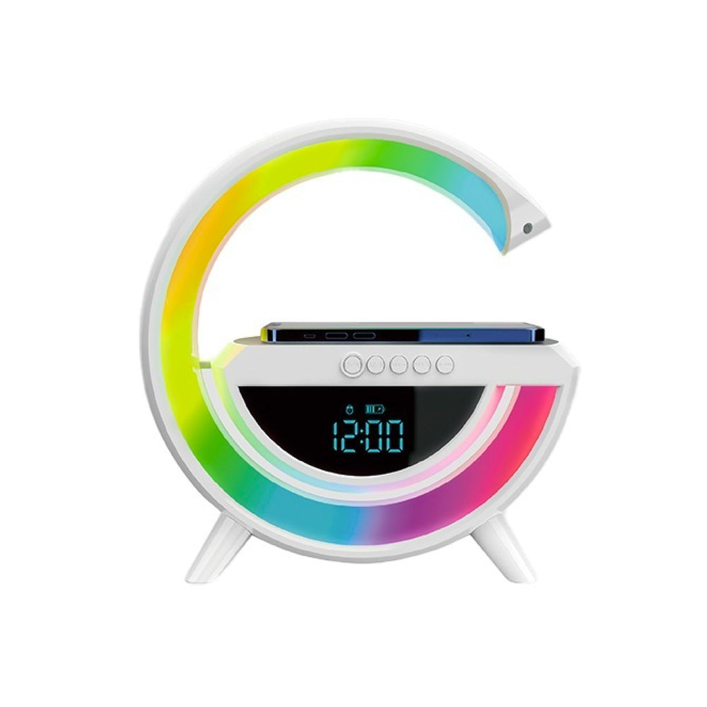 Altoparlante Bluetooth con radio FM, luci LED a 6 colori, display con sveglia digitale e ricarica wireless integrata - BT2307
