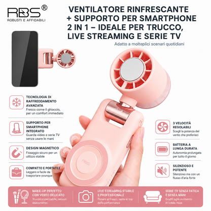 Ventilatore Portatile USB con sistema di Raffreddamento a Semiconduttore | Magnetico con Supporto Pieghevole 180° | Mini Ventilatore Ricaricabile 3600mAh | 100 Livelli di Velocità | Display Digitale -GT22