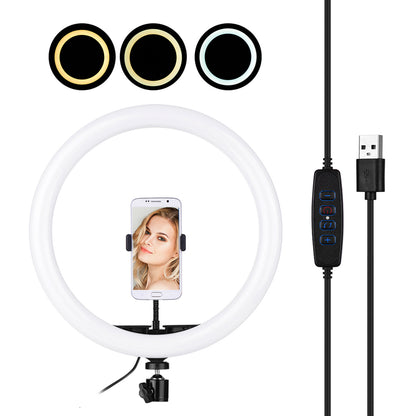 LED Ring Light da 10" con Treppiede Regolabile fino al 210cm e supporto telefono incluso  – Ideale per Live Streaming, Video e Make-up - LC-010