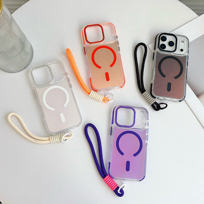 Cover Magnetica Compatibile MagSafe con Laccetto da Polso per iPhone | Custodia Trasparente Antiurto con Bordi Rinforzati - CS13