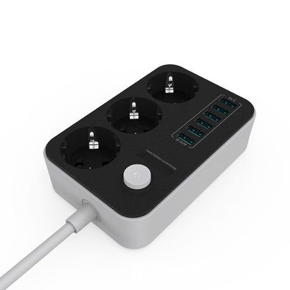 Multipresa 3 Prese + 6 USB con Interruttore – Cavo 3 m, Spina UE, Ricarica 3.4A - SE3631-3M