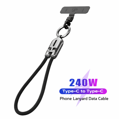 Laccetto per Smartphone con ricarica rapida Type-C 240W | materiale Nylon resistente | per polso e tracolla- V48