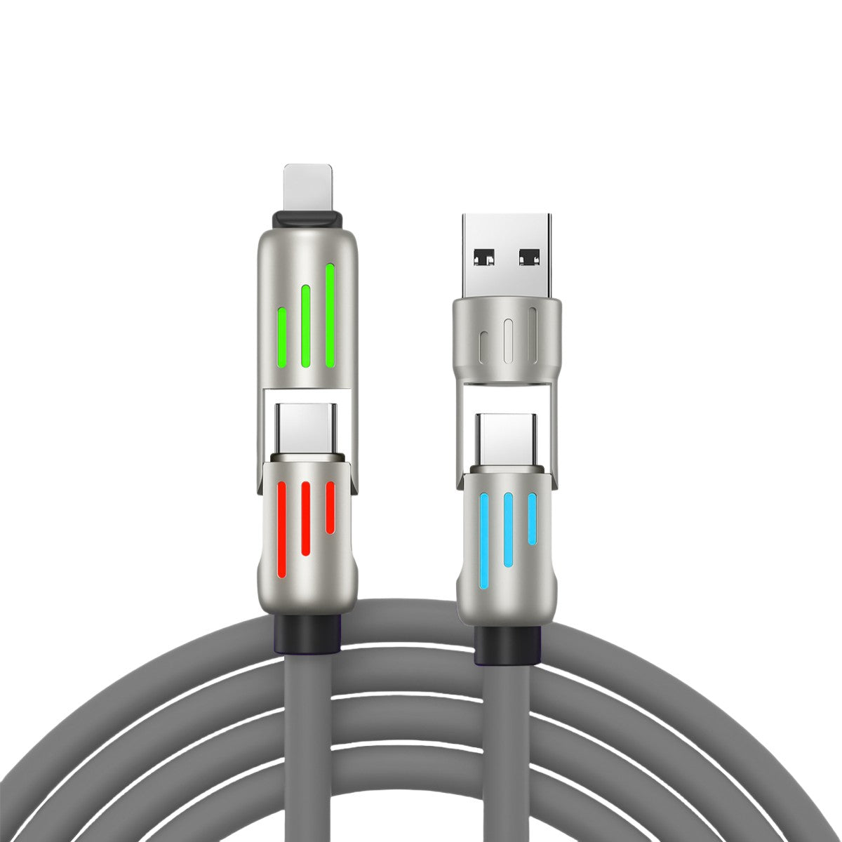 Cavo Bestseller 240W RGB con Luce a Colonna｜4 in 1 Due-in-Due｜Compatibile Android/ Apple / Type-C Mod. CV11