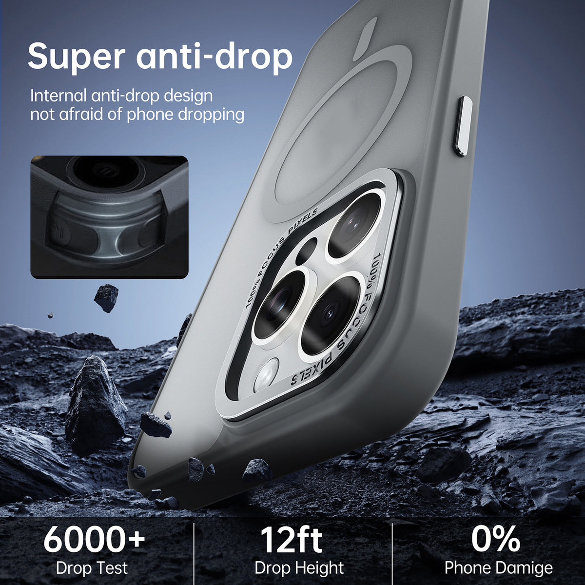 Cover per iPhone - Trasparente effetto fumé - Soft touch + Anti impronte - compatibile per magsafe - 6030