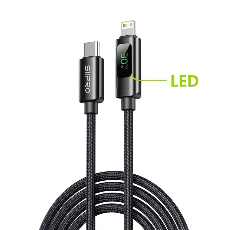Cavo Ricarica Veloce 60W con Display LED – Type-C a Type-C / Type-C a Lightning, Nylon Intrecciato 1M - SC-116