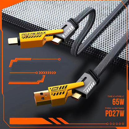 Cavo Dati 4 in 1 Intrecciato in Nylon | Ricarica Rapida 3.0A, PD 20W/65W – USB & Type-C verso Lightning/Type-C 1M - SC-101