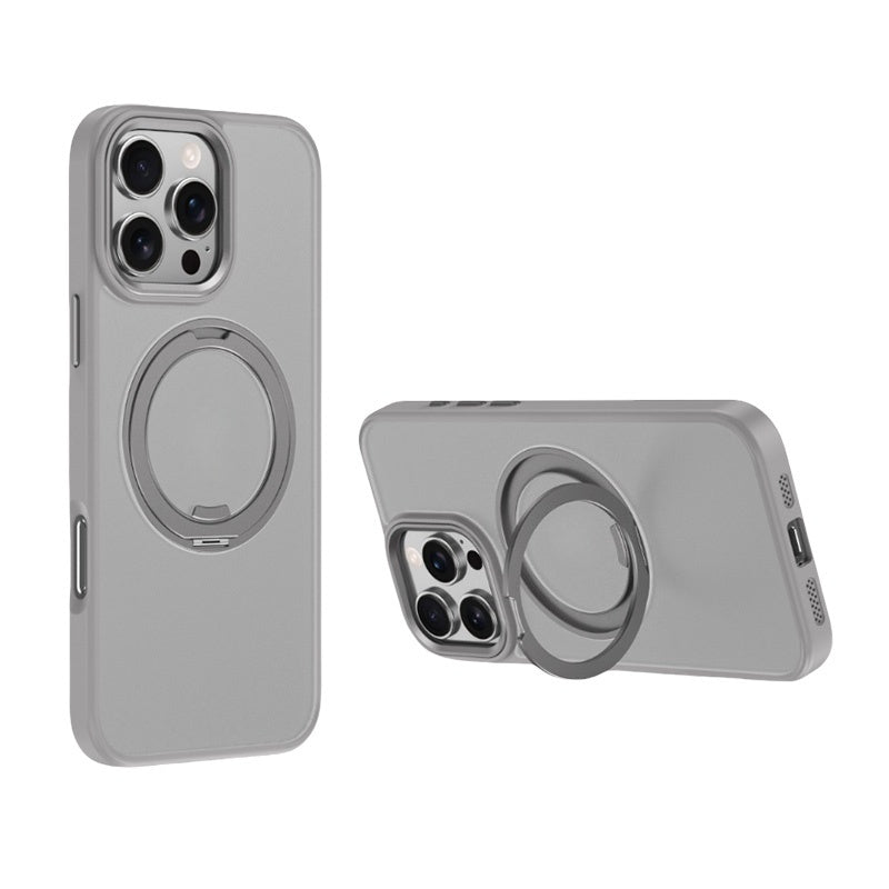 Cover con Supporto Rotante a 360°, Trasparente Effetto Fumé – Bordi Colorati, Compatibile MagSafe - CS05