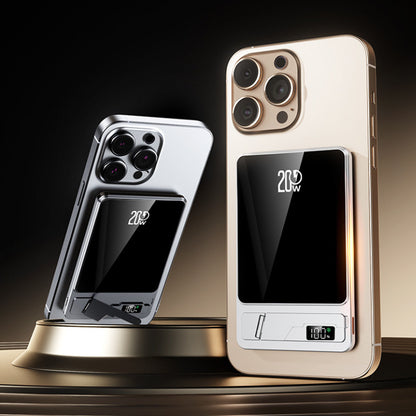 Power Bank MagSafe super sottile 3 in 1 | Ricarica rapida 20W PD + Wireless 15W | 5000mAh ultraleggero in alluminio con supporto – F15-5K