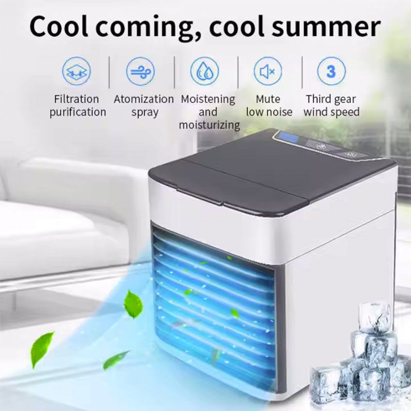 Mini Condizionatore Portatile | Raffredda, Illumina e Rilassa – Silenzioso, 3 Velocità, LED 7 Colori – Perfetto per Casa, Ufficio, Campeggio