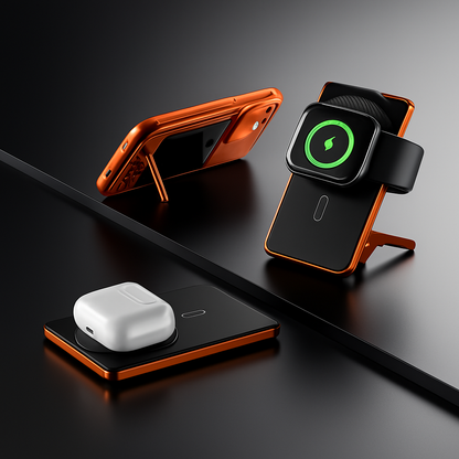 Power Bank MagSafe super sottile 3 in 1 | Ricarica rapida 20W PD + Wireless 15W | 5000mAh ultraleggero in alluminio con supporto – F15-5K