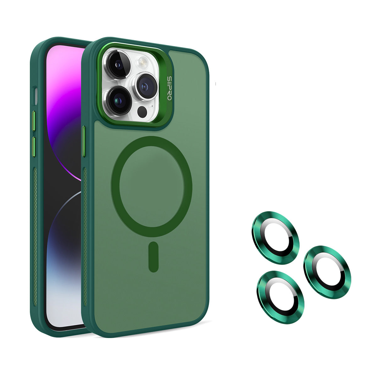 SURPHY Cover Per IPhone 14 6.1 Con MagSafe – Custodia Traslucida Opaca Verde, Protezione Fotocamera E Angoli Rinforzati