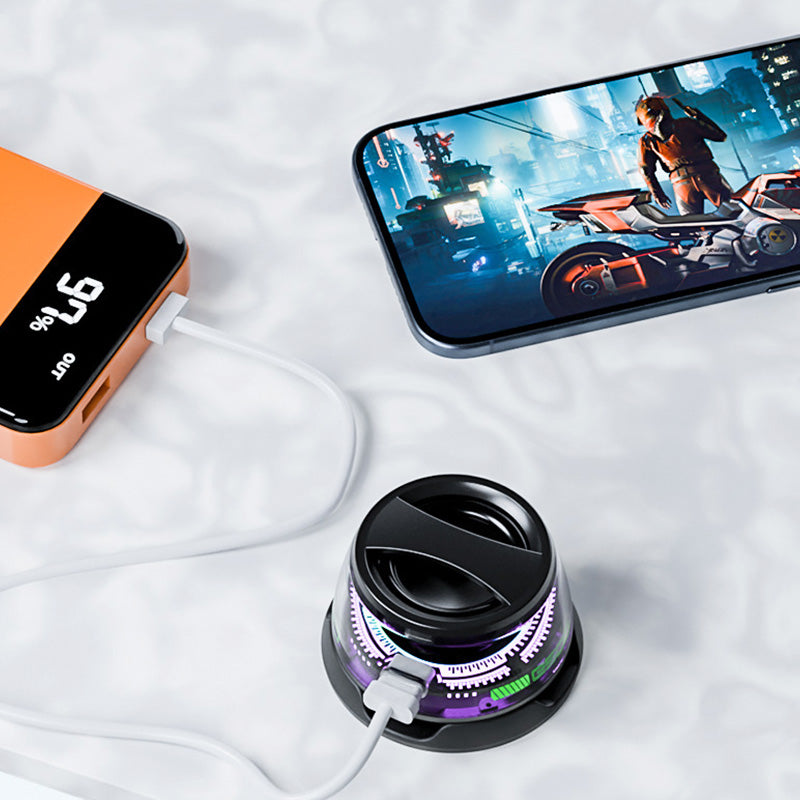 Mini Altoparlante Bluetooth 2 in 1 – 5W Potenza, Fino a 4h di Autonomia, Supporto Magnetico + Luci LED RGB + Stand per Smartphone | Wireless Portatile 500mAh | Mod. G200