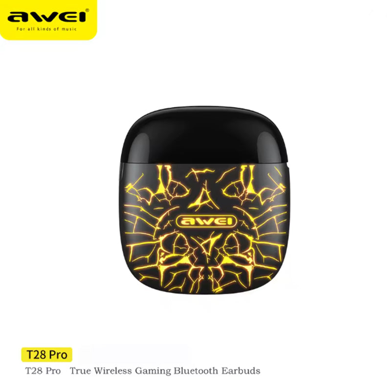 Awei T28 Pro Auricolari Gaming 🎧 | Bluetooth 5.3 ⚡ | Custodia LED Dinamica ✨ Colori Varianti 🔥 | Bassi 13mm HiFi 🎶 | Ultra-Low Latency 🎮