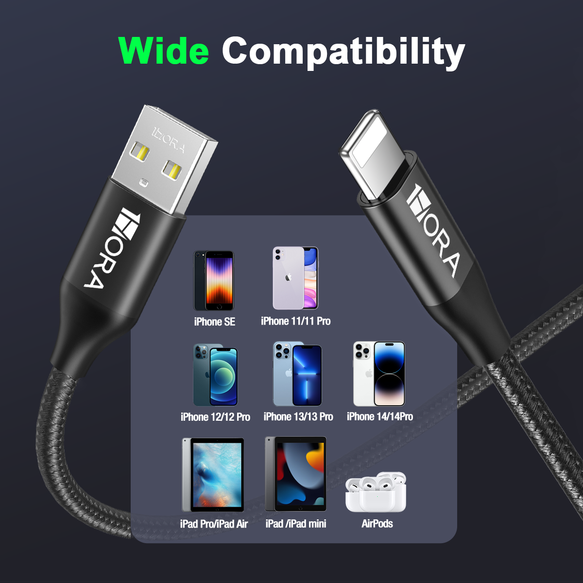 Cavo USB-A ➜ USB-C/LIGHTNING Intrecciato 1m | Ricarica Rapida 2.4A & Alta Resistenza - CAB249/CAB250