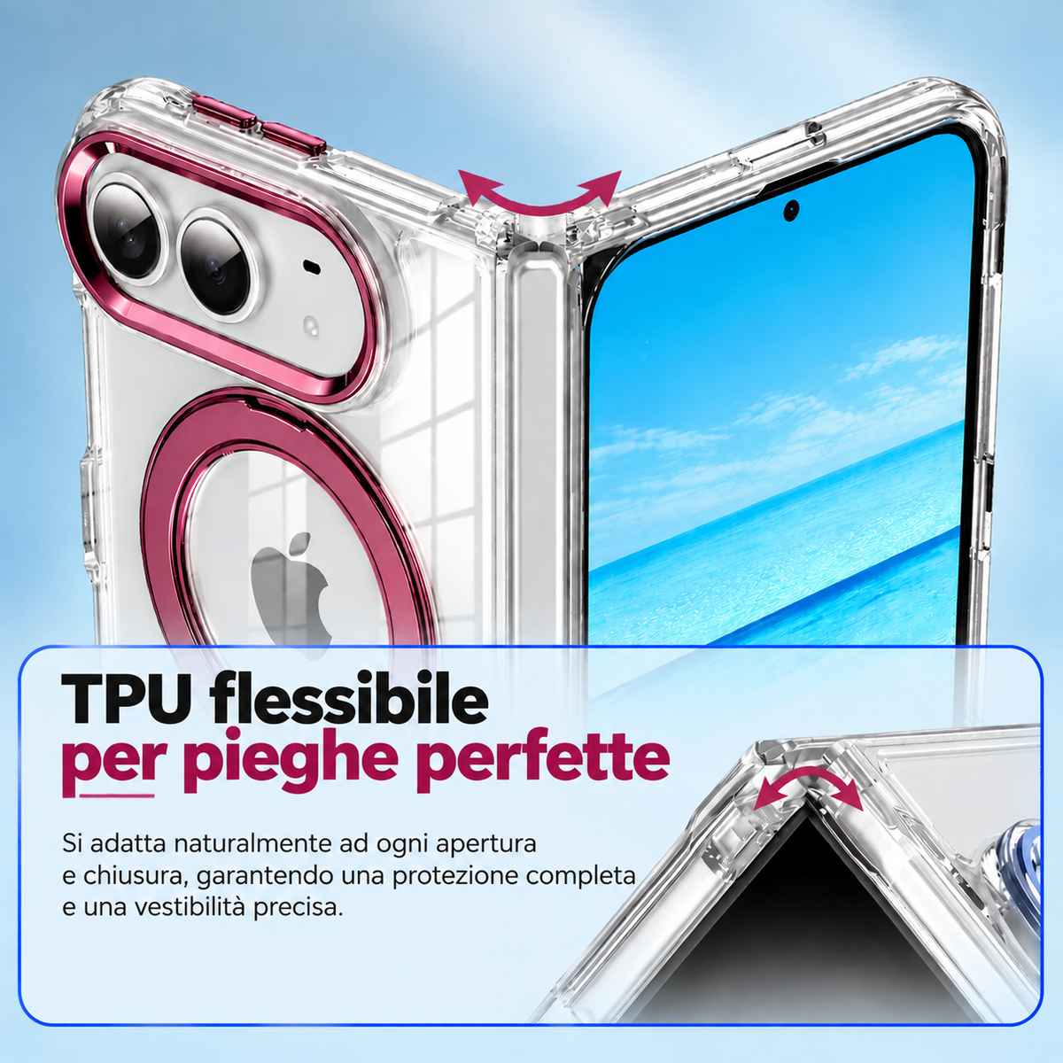 Cover Trasparente Magnetica per iPhone Duo con Supporto ad Anello 360° – Antiurto - DUO03