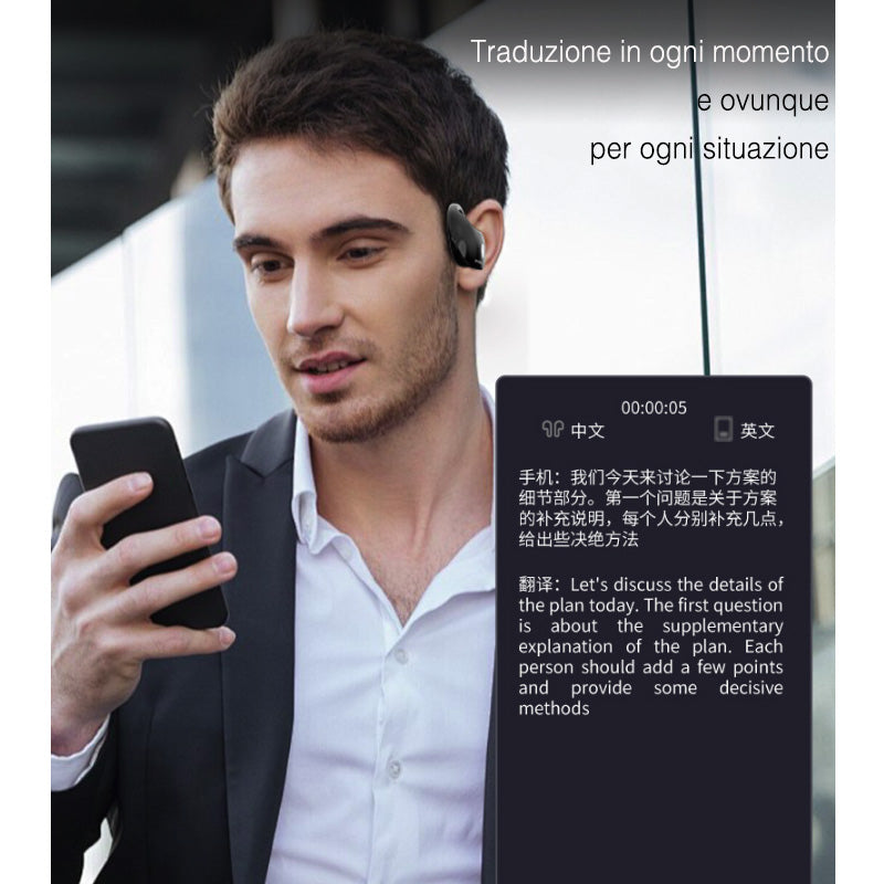 Auricolari Bluetooth | con versione  AI Multilingue, Design Sferico, Gancio Anticaduta, Audio Hi‑Fi, Portata 10 m, Riduzione Rumore – Ideali per Sport, Viaggi, Lavoro e Uso Quotidiano