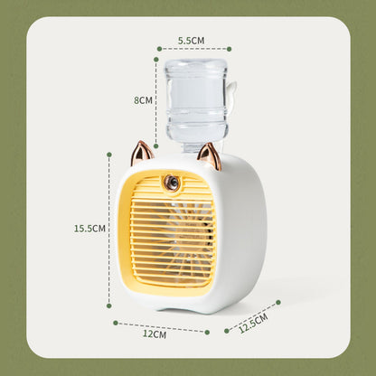 Mini Ventilatore Portatile con Nebulizzatore Umidificante — 3 Velocità, Ricarica USB-C Bianco/grigio - NF12