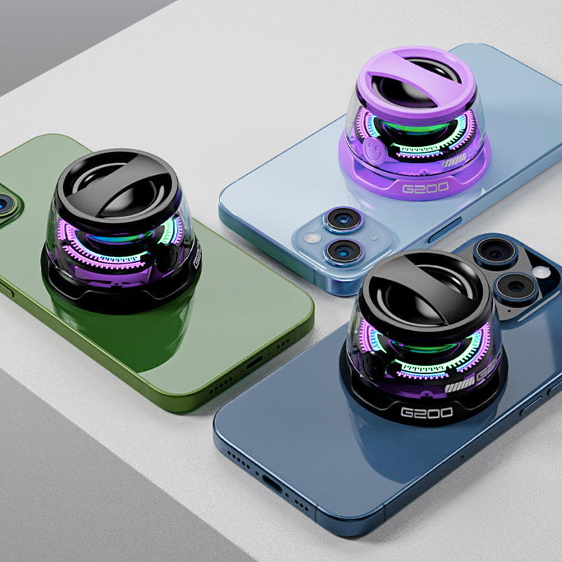 Mini Altoparlante Bluetooth 2 in 1 – 5W Potenza, Fino a 4h di Autonomia, Supporto Magnetico + Luci LED RGB + Stand per Smartphone | Wireless Portatile 500mAh | Mod. G200