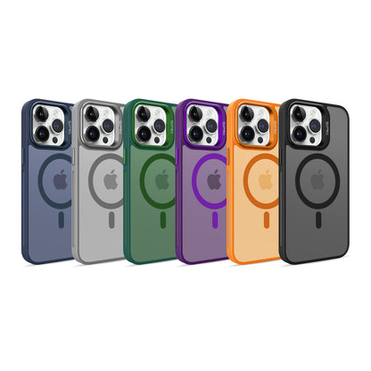 Cover iPhone con Supporto Fotocamera Integrato – Trasparente Fumé, Compatibile MagSafe, Mod. 7011