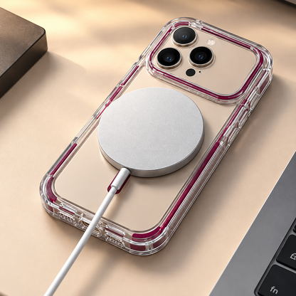 Cover Trasparente Magnetica 2 in 1 , Custodia Antiurto con Bordi Antiscivolo, Compatibile con MagSafe-CS16