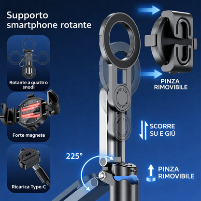 Mini Treppiede Selfie Stick Bluetooth Pieghevole｜Design leggero · Riprese multi-scenario · Telecomando wireless｜Leggero e pratico · Scatta in libertà｜Versione MagSafe disponibile – P15 MINI