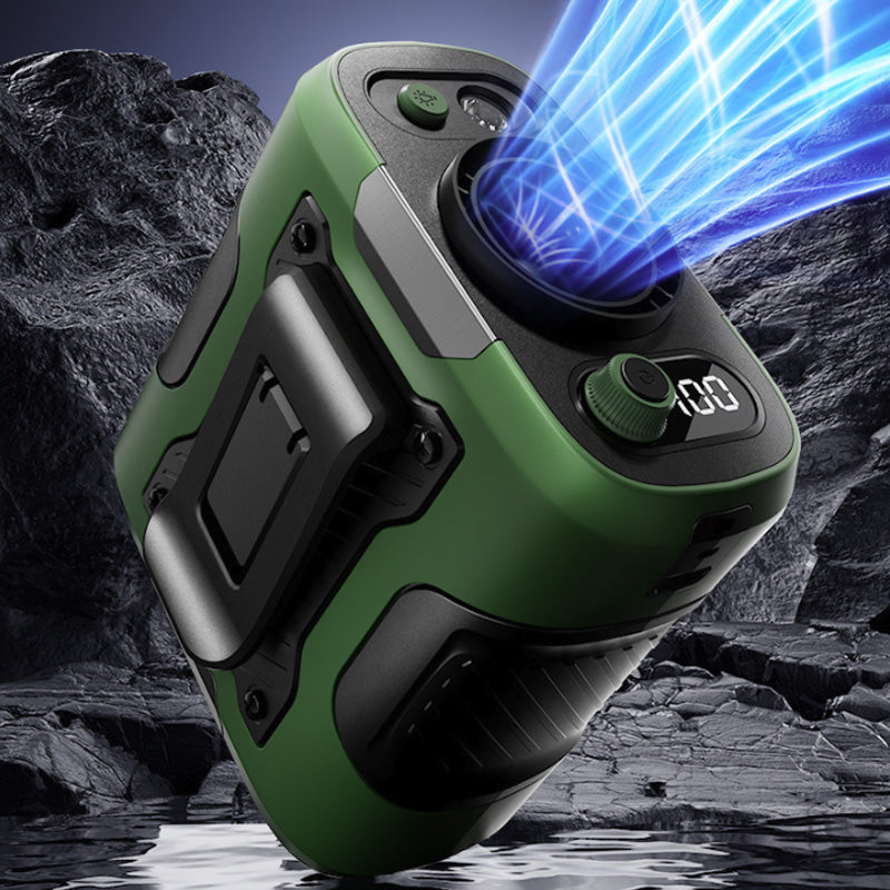 Power bank multifunzione 6000mAh con display LED, torcia, mini ventilatore, aggancio a cintura e tracolla – Robusto e antiurto, ideale per driver, lavori all’aperto e altro - N102