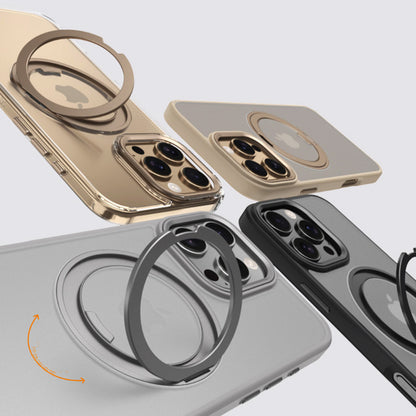 Cover con Supporto Rotante a 360°, Trasparente Effetto Fumé – Bordi Colorati, Compatibile MagSafe - CS05