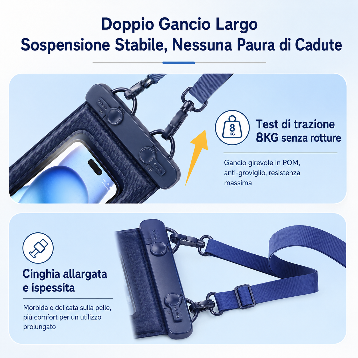 Custodia Galleggiante Impermeabile IPX8 per Smartphone con Chiusura Brevettata, Certificazione SGS, Touch Screen, Tracolla Regolabile e Colori Multipli – Compatibile fino a 7,2 Pollici-J010-2