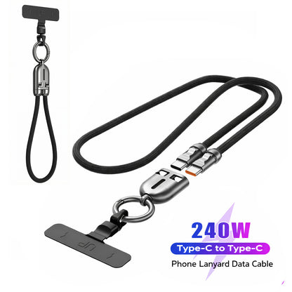 Laccetto per Smartphone con ricarica rapida Type-C 240W | materiale Nylon resistente | per polso e tracolla- V48