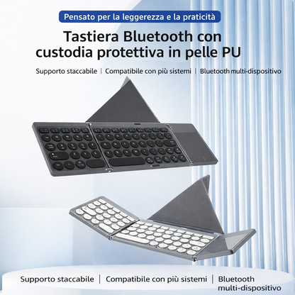 Tastiera Bluetooth Pieghevole a Tre Ante con Touchpad Integrato |compatibile con smartphone tablet e laptop - B033