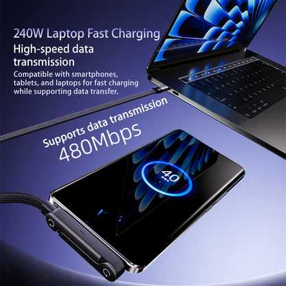 Cavo intrecciato di ricarica rapida 240W 1.5M con supporto pieghevole 360°  compatibile con iPhone e Android - X09A