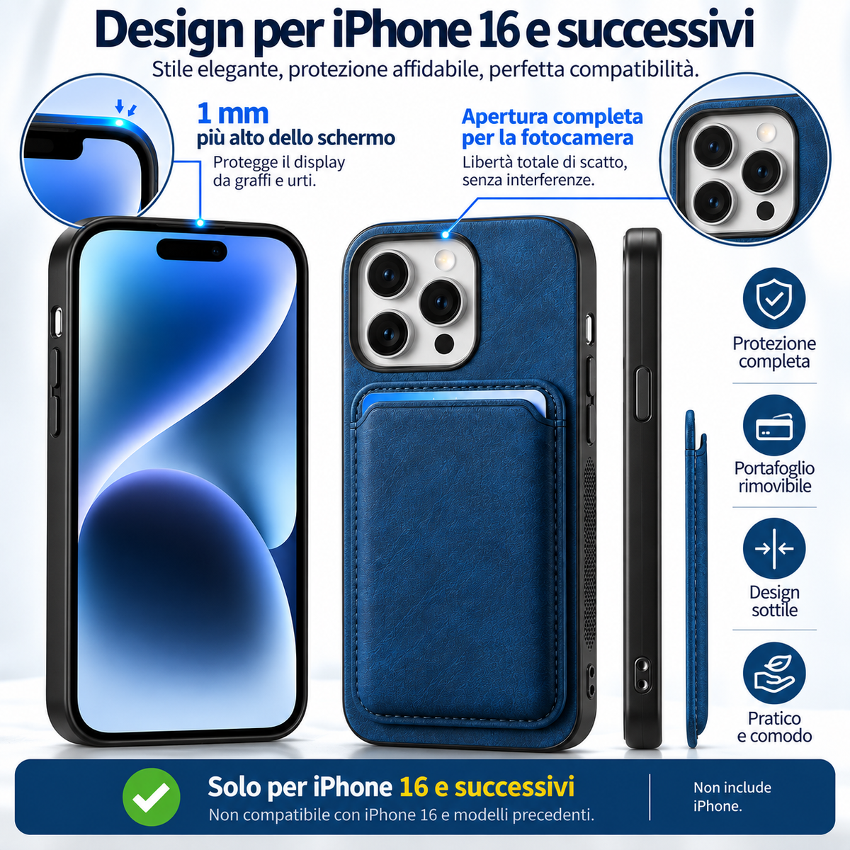 Cover Magnetica con Portafoglio Porta Carte Rimovibile – Design Elegante, Protezione e Praticità - CS14