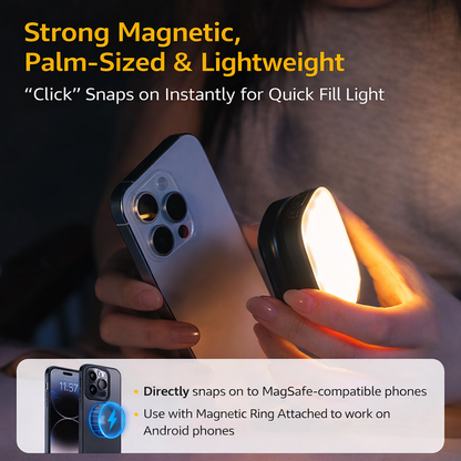 Luce Selfie Magnetica Regolabile per Smartphone – con specchio - Rotazione 360°, Inclinazione 270° - Compatibile MagSafe - JQ-01