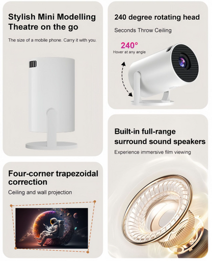 HY200/HY300 Mini | Proiettore portatile 1080P | Mirroring wireless | Cinema domestico compatto | Design a cannone Y200 - HY300MN